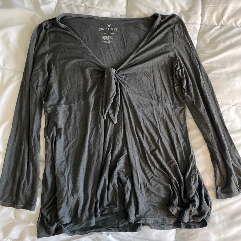 American Eagle Soft & Sexy Tie Front Top Sz M